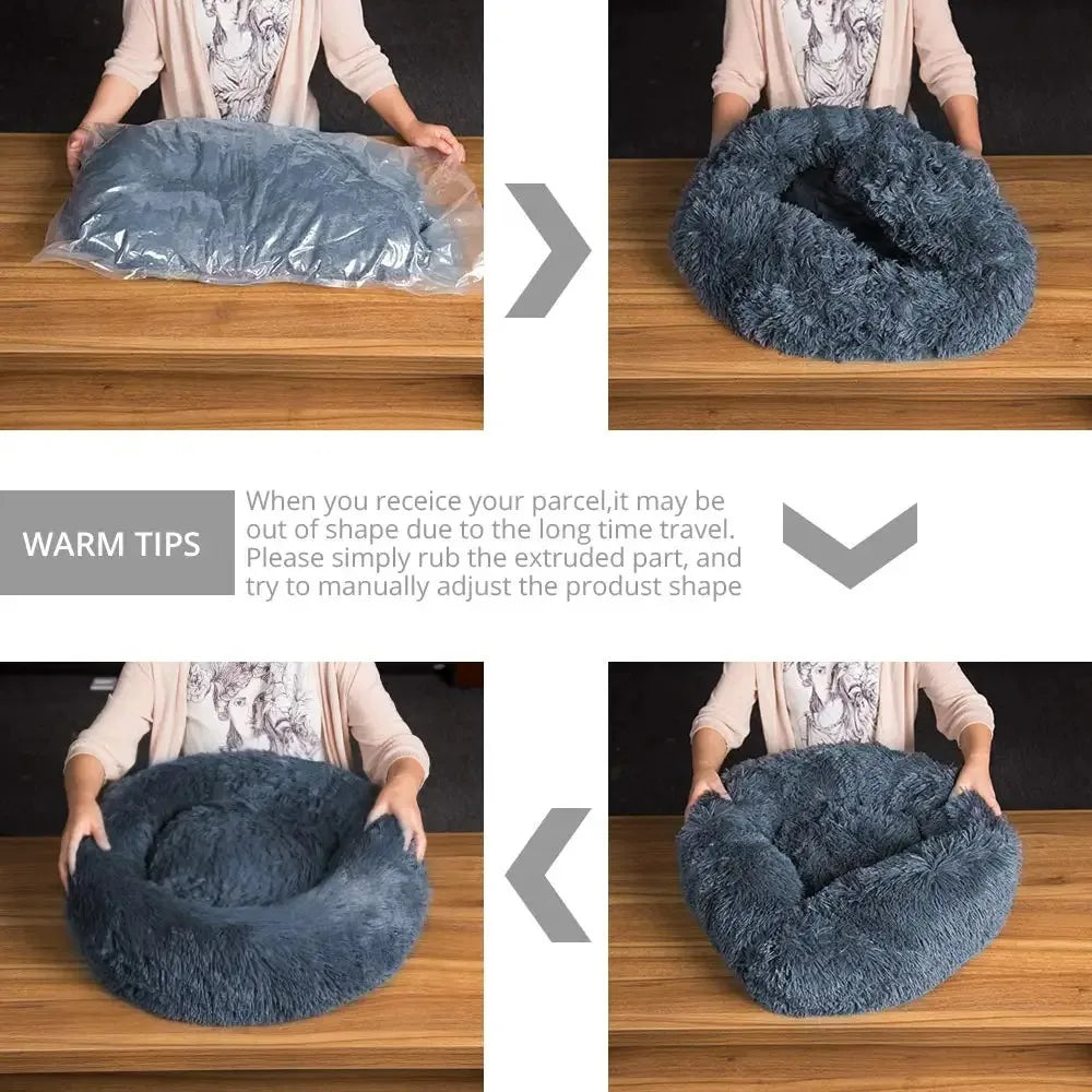 Round Plush Dog Bed